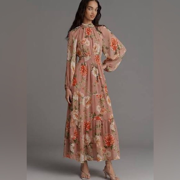 Anthropologie Dresses & Skirts - Somerset long sleeve chiffon floral maxi dress NWT